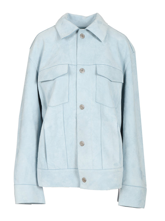 Suede Jacket Shirts Light Blue