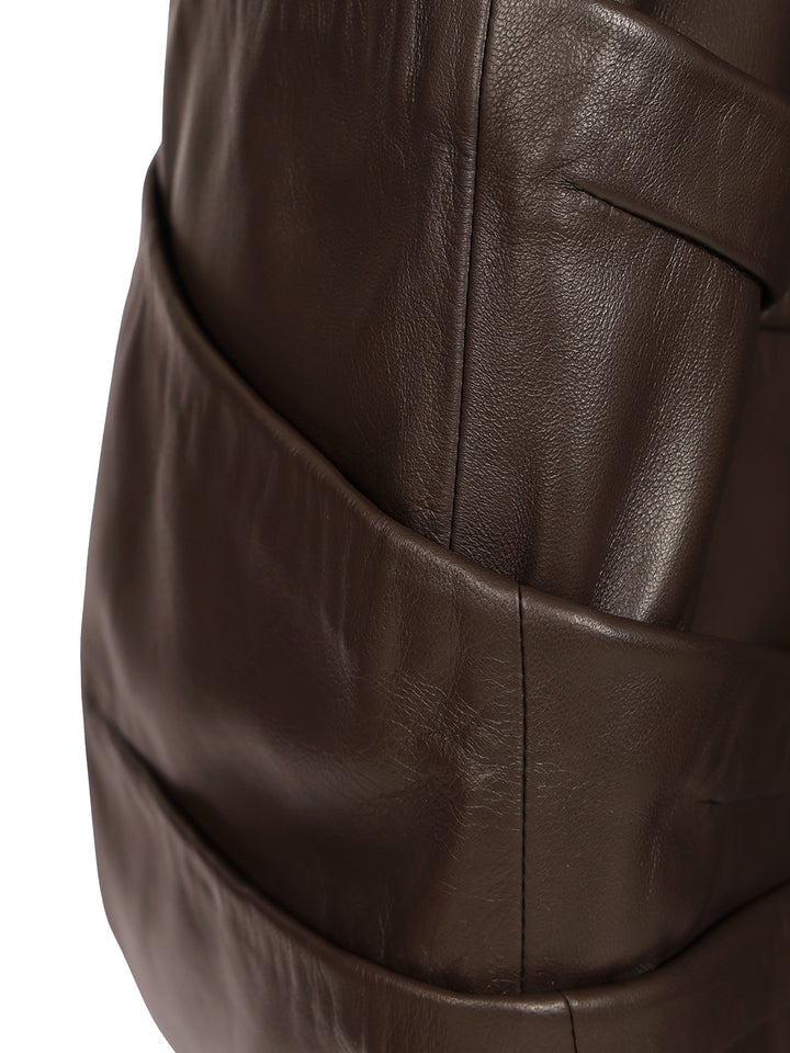 The Attico Leather Mini Dress Dresses - Brown | e72f4e4556b91ddd010582ec0abb03b6a8e8bdd7