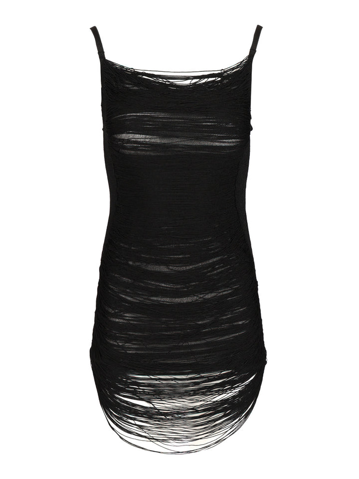 The Attico Fringe Mini Dress Dresses - Black | f76dd5860f8d71578ab8118da2f48ef3f411def3