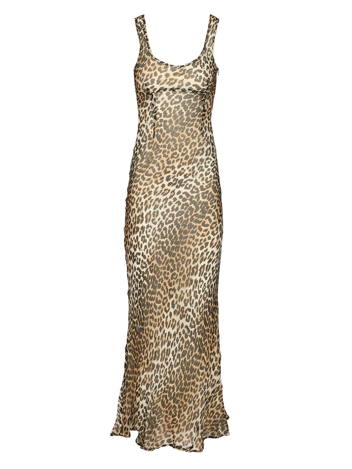 Ganni Long Leopard Dress Dresses - Animalier | 2b83049594da03e251d5a0c3ac98d434717b008f