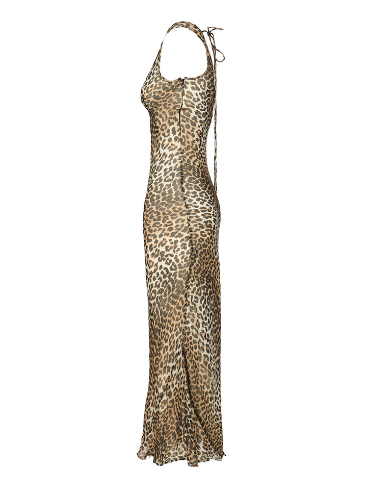 Ganni Long Leopard Dress Dresses - Animalier | dd51d6ac45447a56a011eb71df62408d975cb045