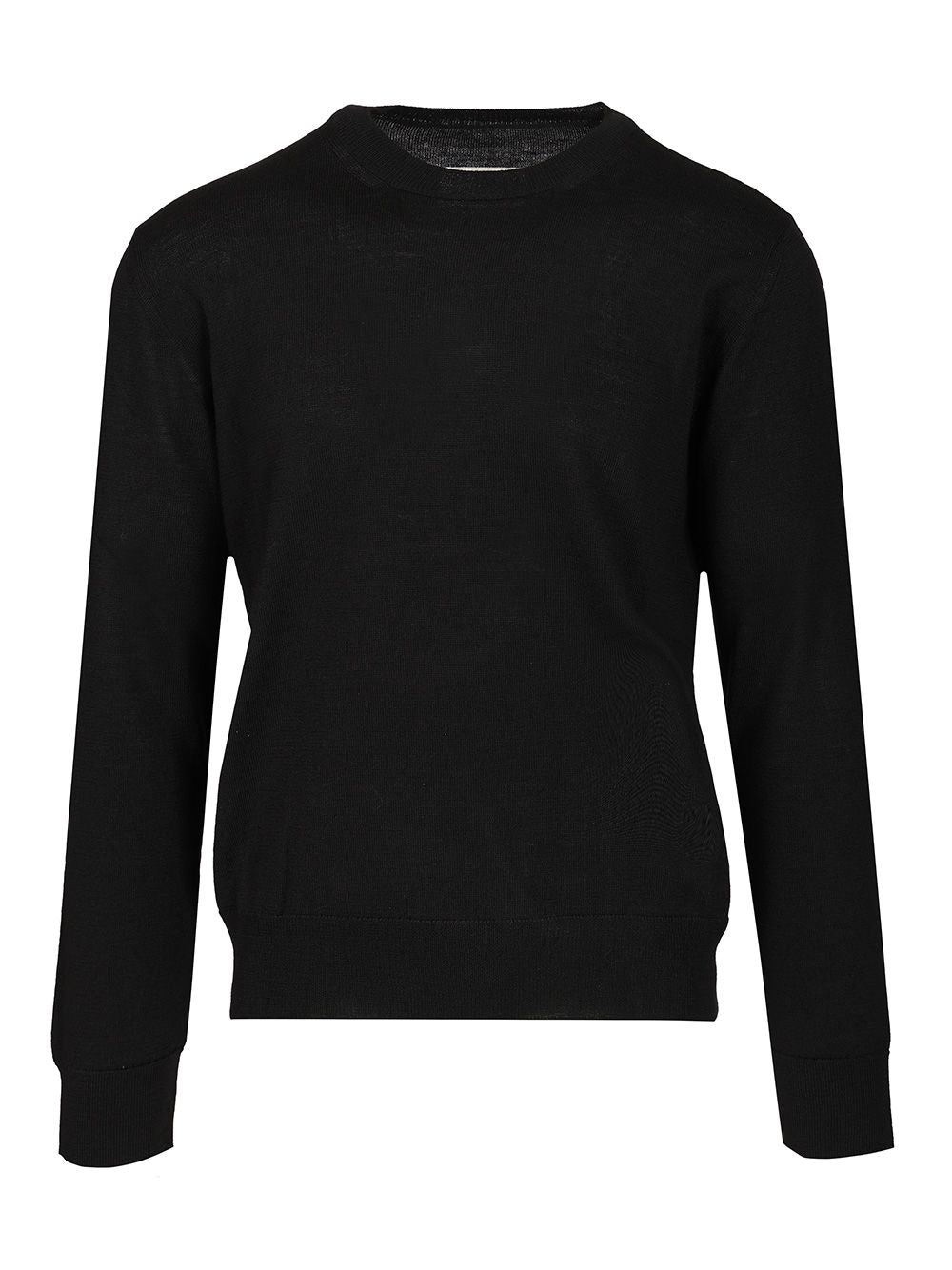 Mm6 Maison Margiela Crewneck Sweater With Patches Knitwear - Black | 16bf8e9e02bbb5b76ad82e63bc7ac995eb4471da