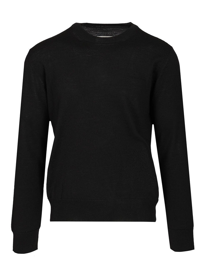 Mm6 Maison Margiela Crewneck Sweater With Patches Knitwear - Black | 16bf8e9e02bbb5b76ad82e63bc7ac995eb4471da