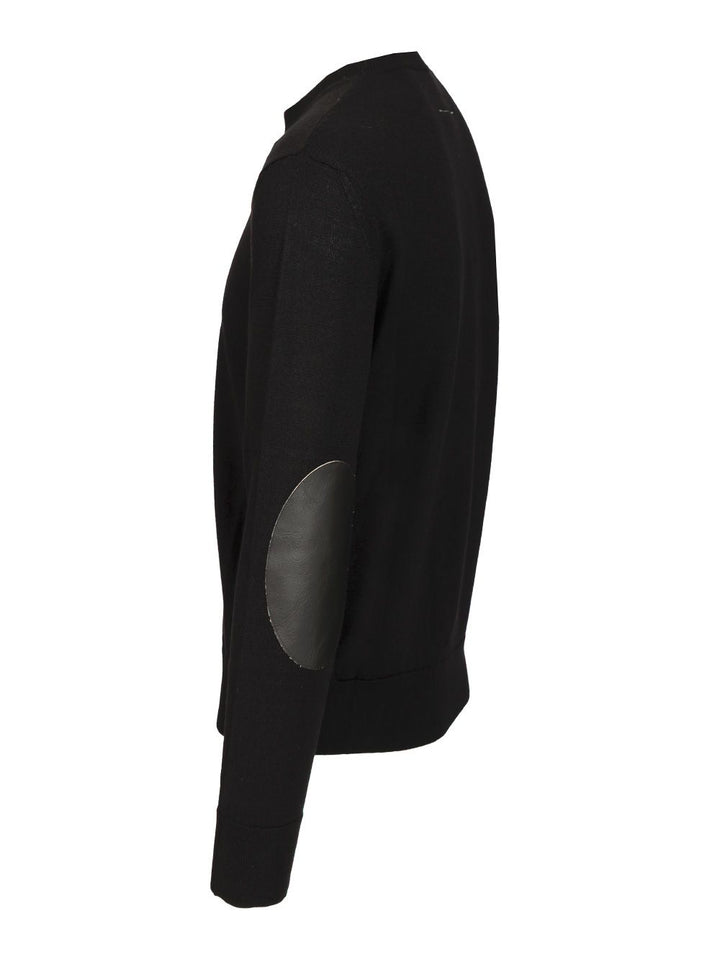 Mm6 Maison Margiela Crewneck Sweater With Patches Knitwear - Black | 848d87542fd82cbf52702b4215211dde257104d8