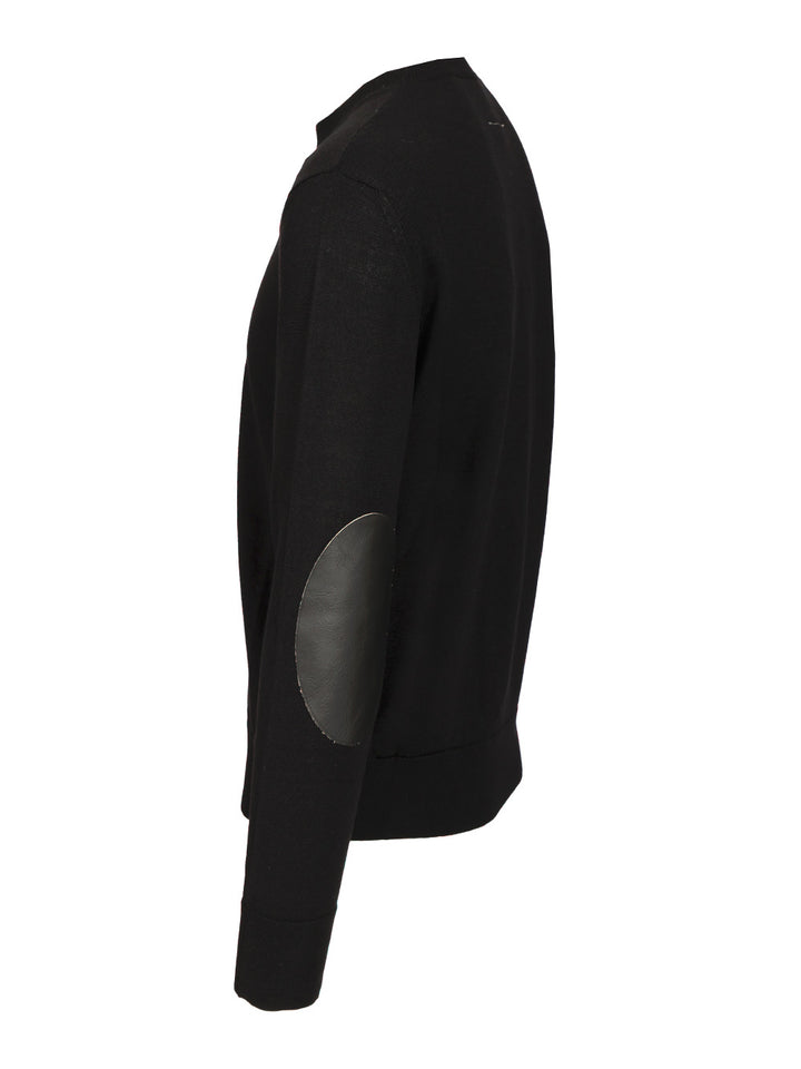 Mm6 Maison Margiela Crewneck Sweater With Patches Knitwear - Black | 56f8dcfaab6521c29690fe7c9d4a3d0cc1af093a