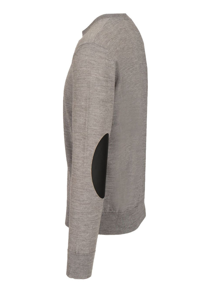 Mm6 Maison Margiela Crewneck Sweater With Patches Knitwear - Grey | f46dc3542260a9ef1feaa6ef9b0459be72f76b8b