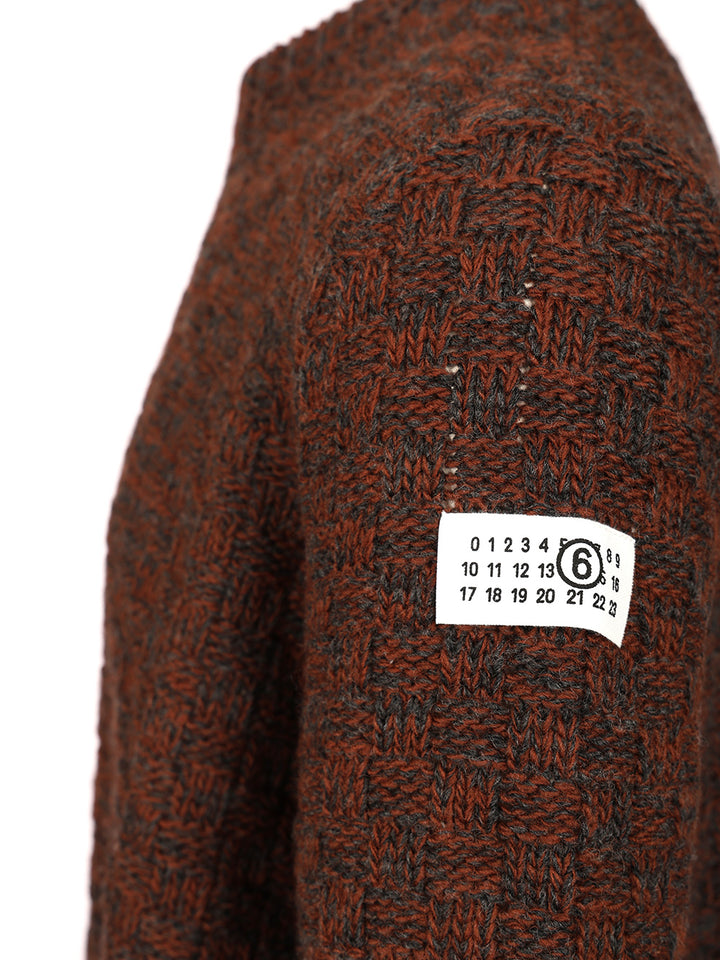 Mm6 Maison Margiela Wool Blend Sweater Knitwear - Brown | 21c8b60f0d46ce600b4ba293f51cad658c6bff25