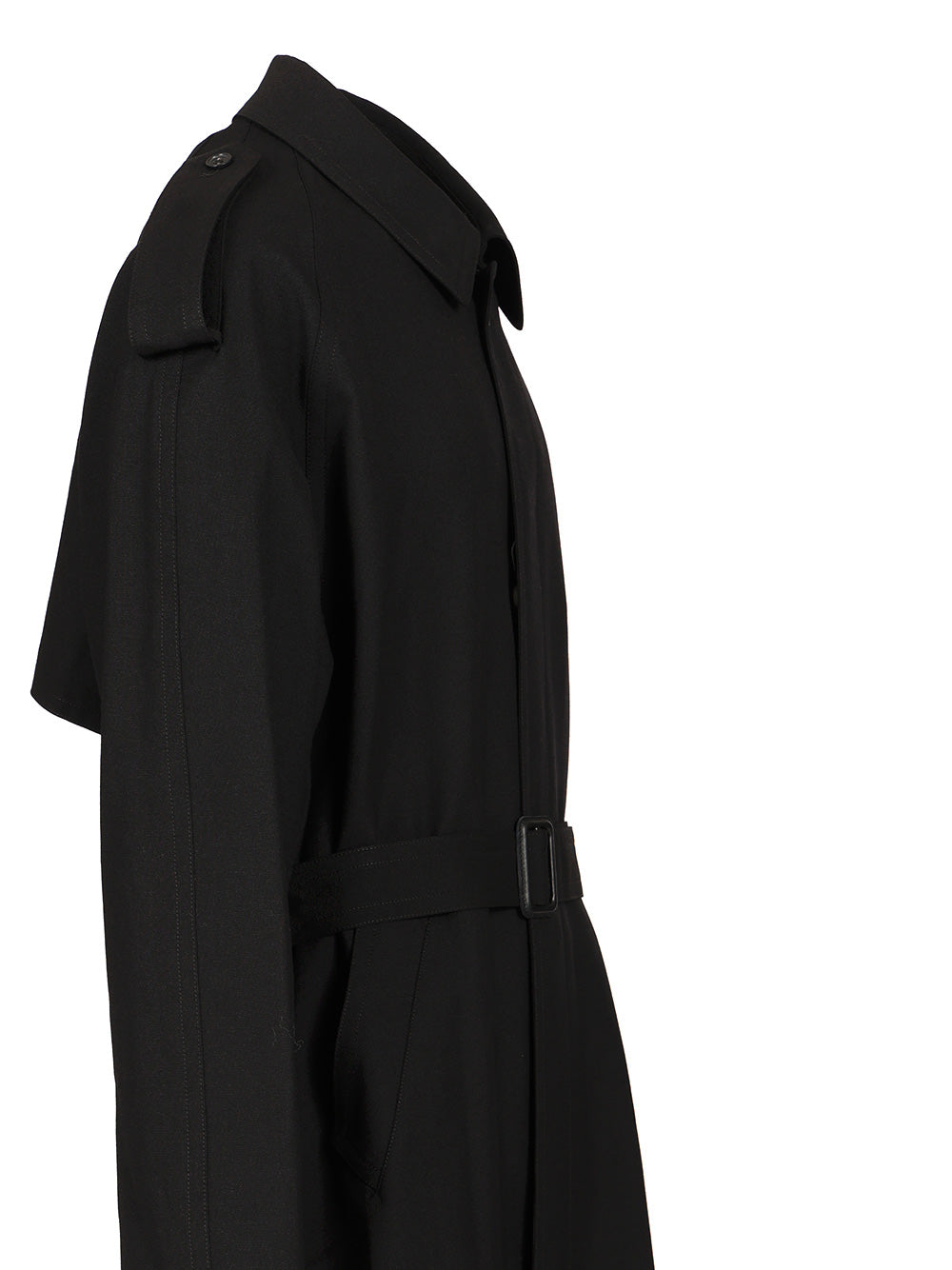 Mm6 Maison Margiela Wool Trench Coat Coats - Black | 42f2439ad88964bd338dc1487d99855f5148311e