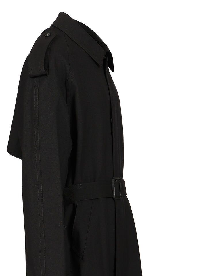 Mm6 Maison Margiela Wool Trench Coat Coats - Black | 42f2439ad88964bd338dc1487d99855f5148311e