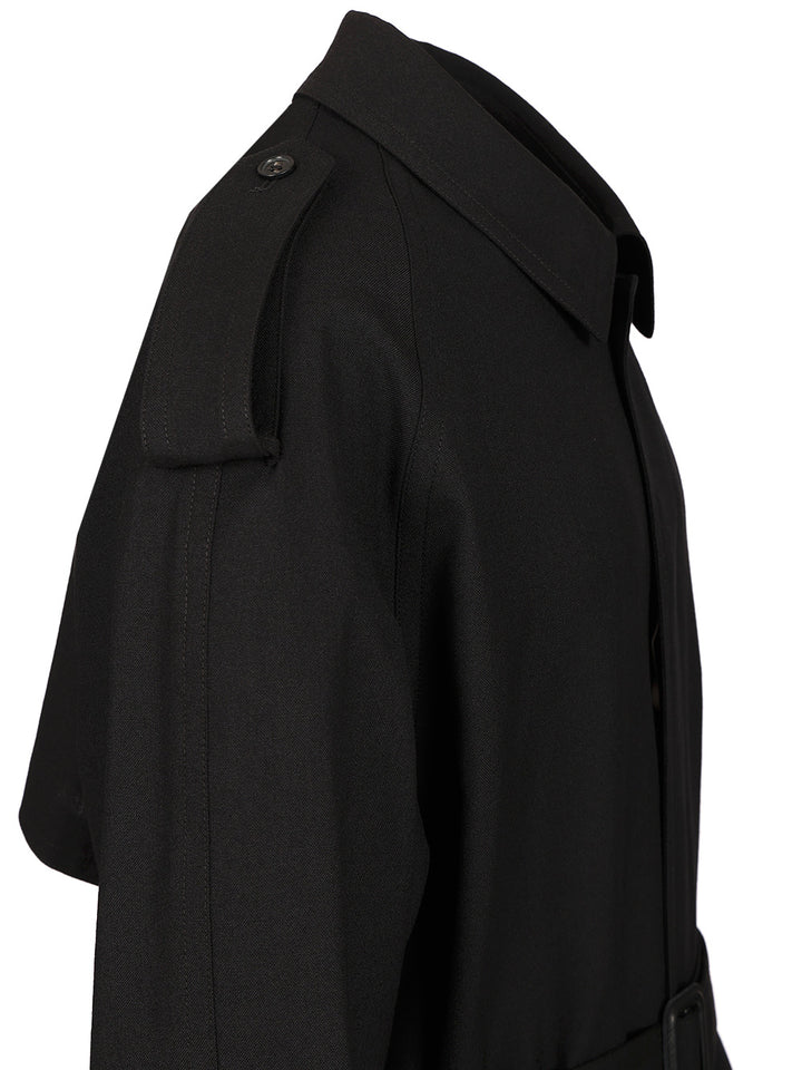 Mm6 Maison Margiela Wool Trench Coat Coats - Black | 8f79fb81dda6192a9ab872bd04260f768fc2828d