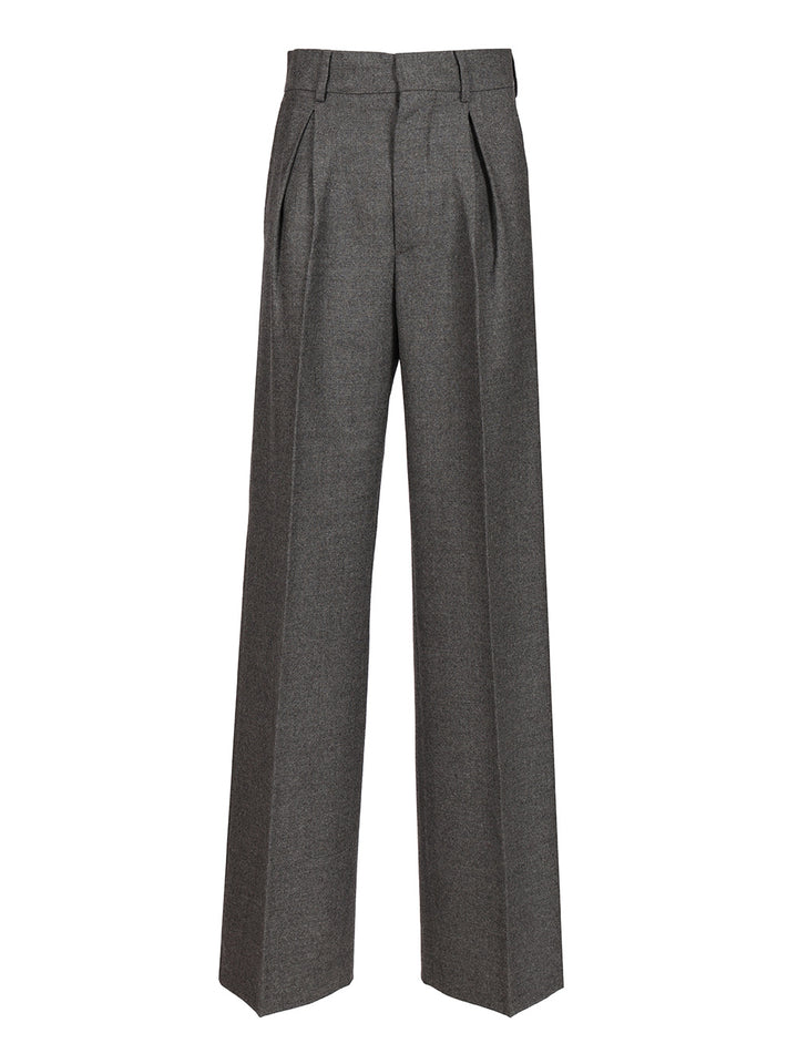 Mm6 Maison Margiela Wool Pleated Trousers - Grey | 47e1a76057187e58e5a3db7961ceeacf67a09762