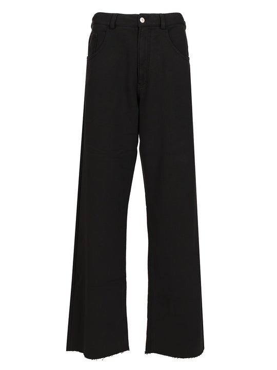 Wide Cotton Trousers Black