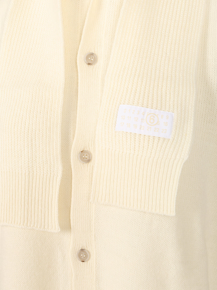 Mm6 Maison Margiela Wool Blend Cardigan Knitwear - White | c5bf4f9c76abf3fd3913250b3070c5b2a86acac6