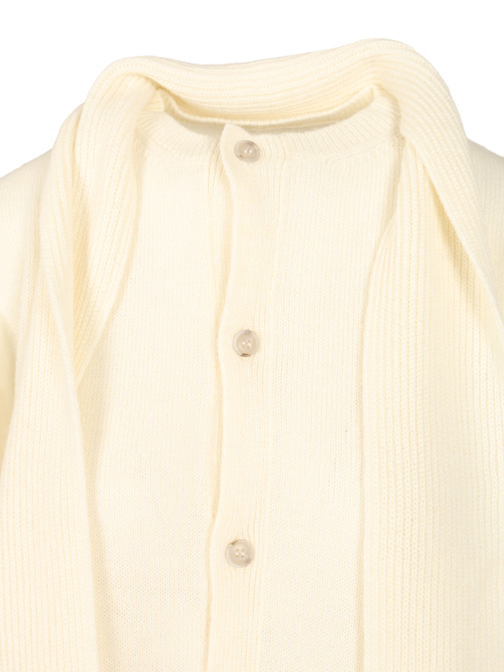 Mm6 Maison Margiela Wool Blend Cardigan Knitwear - White | f6ca16b0dde50cf4b8c68629845a8b1d0f8b2ffd