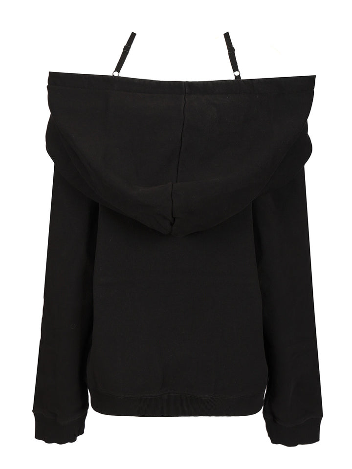 Mm6 Maison Margiela Oversized Cotton Hoodie Sweatshirts - Black | 45189a7adc9220c58f3b812178896431c908aead