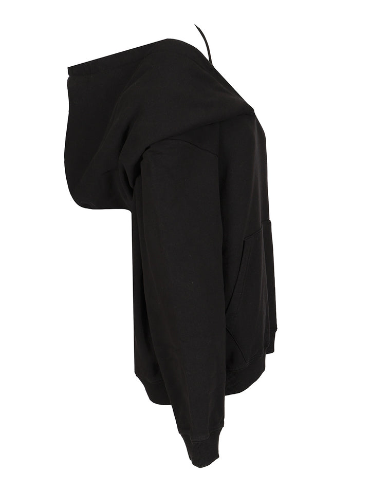 Mm6 Maison Margiela Oversized Cotton Hoodie Sweatshirts - Black | bd1cf9f4ddea800247c19b7d00b8a47ca298f4ce