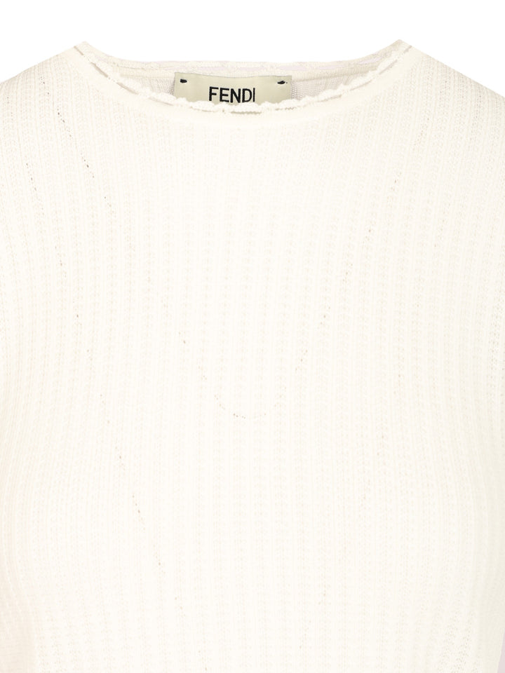 Fendi Cotton Blend Sweater T-Shirt - White | 08ba953c02c517fc9f7cd9636bf35cdc06cda668