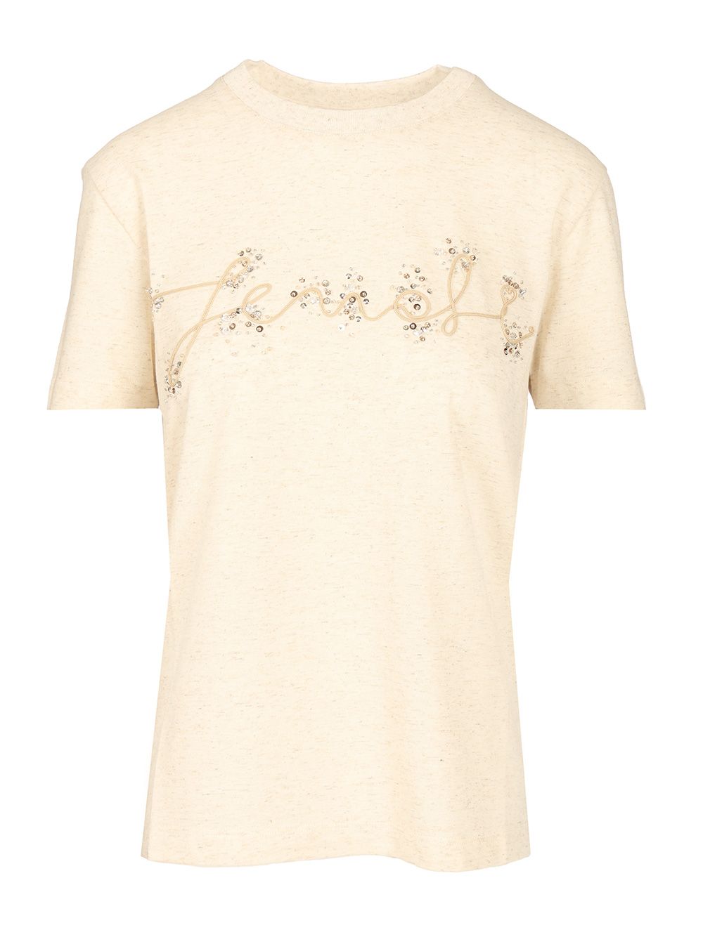 Fendi Cotton And Linen T-Shirt - Beige | 8746bc9005bb40c9920e6e848e9a01c78b135c9c