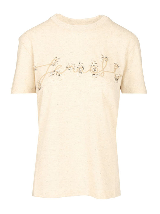 Cotton And Linen T-Shirt Beige