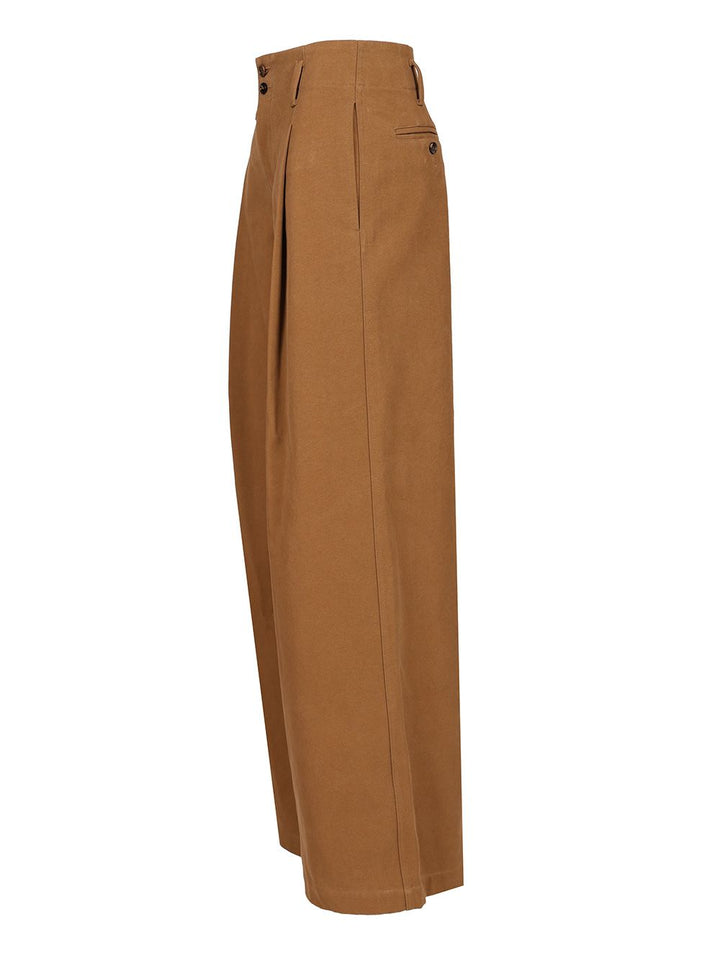 Chloe' Wide-Leg Trousers - Brown | 79375e98171372ac4afc0fbc780640960757ad23