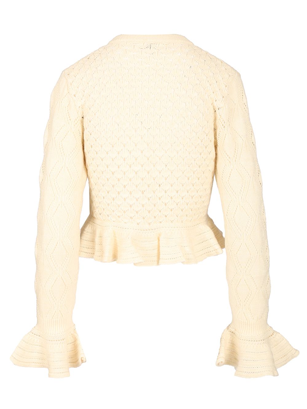 Chloe' Cardigan With Logo And Ruffle Knitwear - White | c4f0fd196952d0096781c954abfb01c612a8b280
