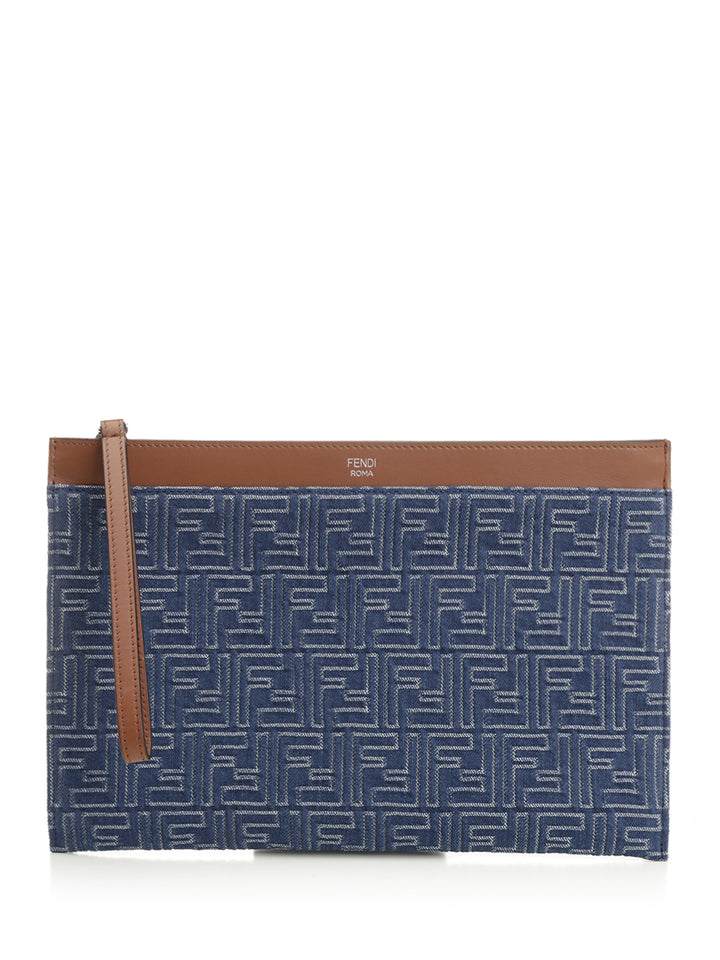 Fendi Medium Ff Flat Pouch Small leather goods - Blue | 5587a14c1ca6614f5a6053595387025a586f49bb