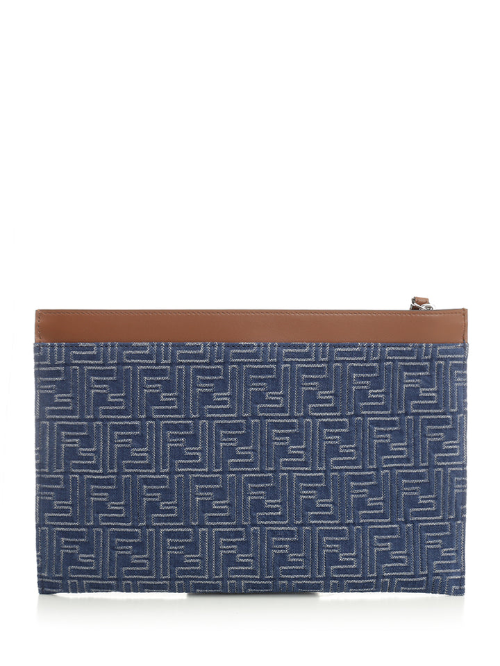 Fendi Medium Ff Flat Pouch Small leather goods - Blue | 6fba61ea37966fa396d3bfa2803f5743cf680358