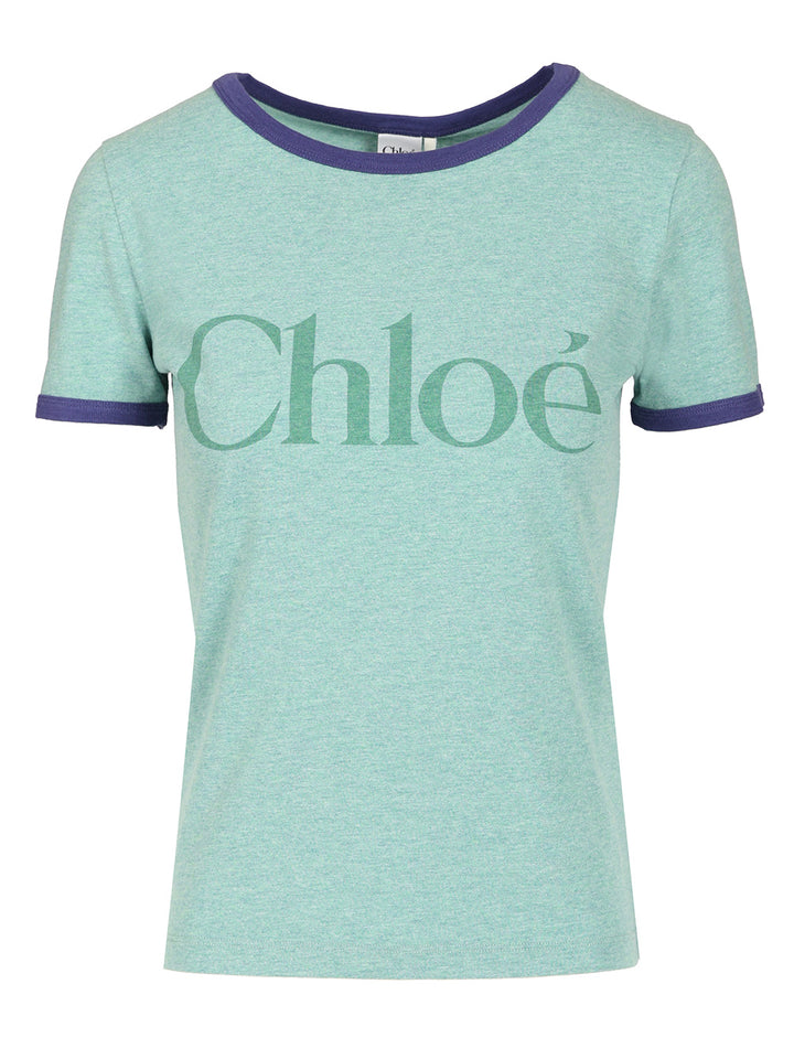 Chloe' Fitted Logo T-Shirt - Light blue | f7ca1c382dd38ff6a294414e120666c305d42d5c