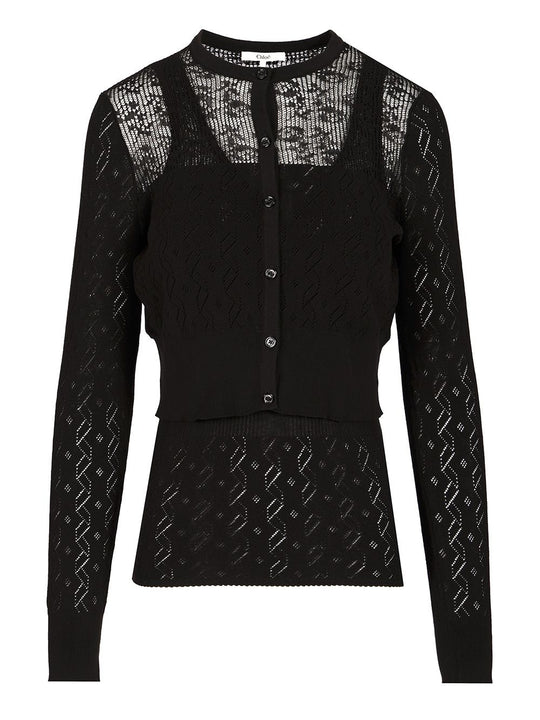 Twin Set In Cotton Knit Knitwear Black