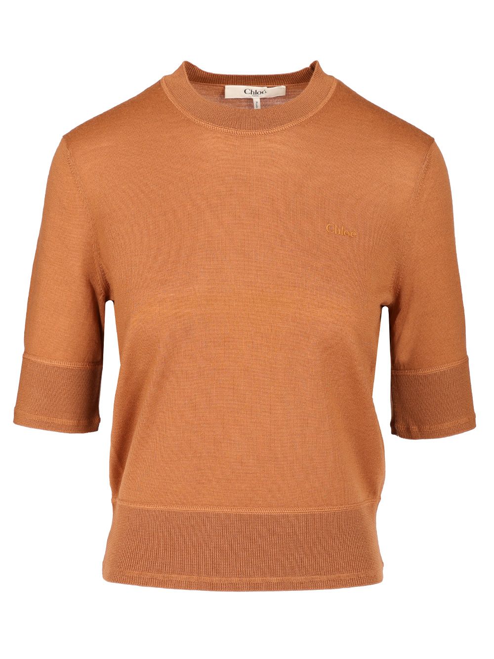Chloe' Short-Sleeved Sweater Knitwear - Brown | cbfcf545283dc5e86d11e2102734c46fd635142e