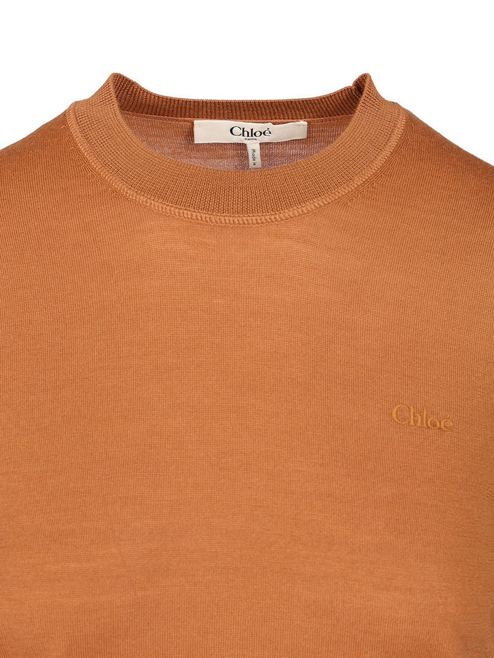Chloe' Short-Sleeved Sweater Knitwear - Brown | 0e3e5d8d957b1d2dd9ecd8df62f8e6623579cc7e