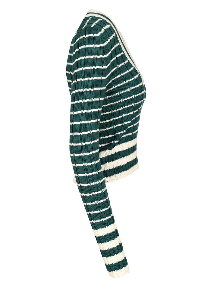 Chloe' Fitted V-Neck Sweater Knitwear - Green | 999b94539d0be35a4ba61315141a38b9e6894153