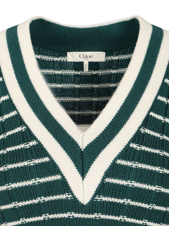 Chloe' Fitted V-Neck Sweater Knitwear - Green | e5e5069717a2ac22990b4c15e49189ced312dfb2