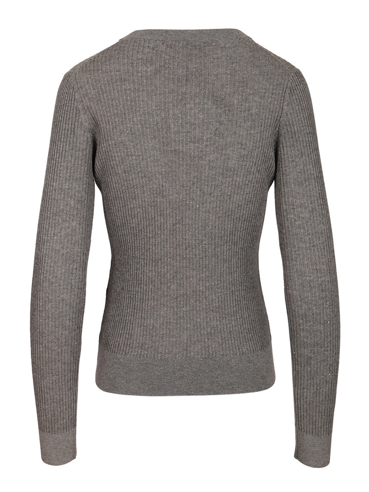 Max Mara Studio Wool And Silk Sequin Sweater Knitwear - Grey | aeea01bab1fa041a685019b290146b7039cf7812