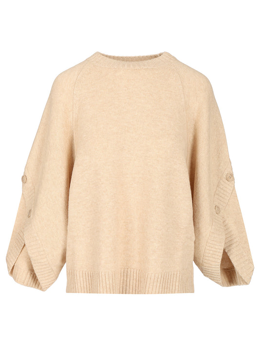 Oversized Wool And Cashmere Sweater Knitwear Beige