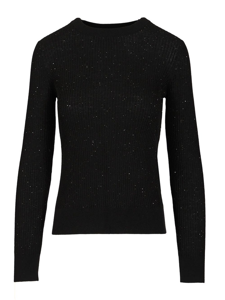 Max Mara Studio Wool And Silk Sequin Sweater Knitwear - Black | e3f8eb79f1ac4091983405d71b36f9eed670872c