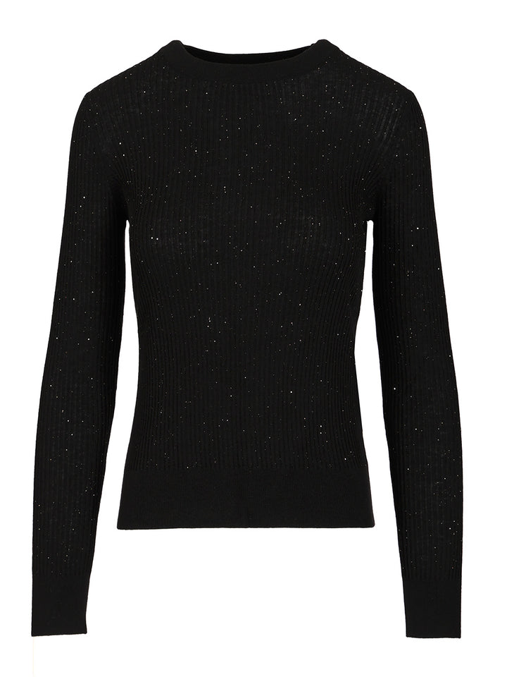Max Mara Studio Wool And Silk Sequin Sweater Knitwear - Black | dfb935e6ed1b120ff6070c9ae05b5ba3da88cb73