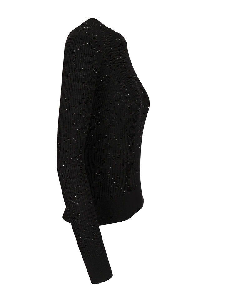 Max Mara Studio Wool And Silk Sequin Sweater Knitwear - Black | 4692c9dfafd5a6541175431b45f63d9ad5e38473