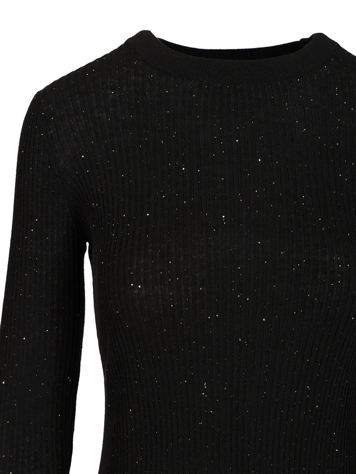 Max Mara Studio Wool And Silk Sequin Sweater Knitwear - Black | 7da30db71e4b1ab3d19569592e45f3c74646aecc