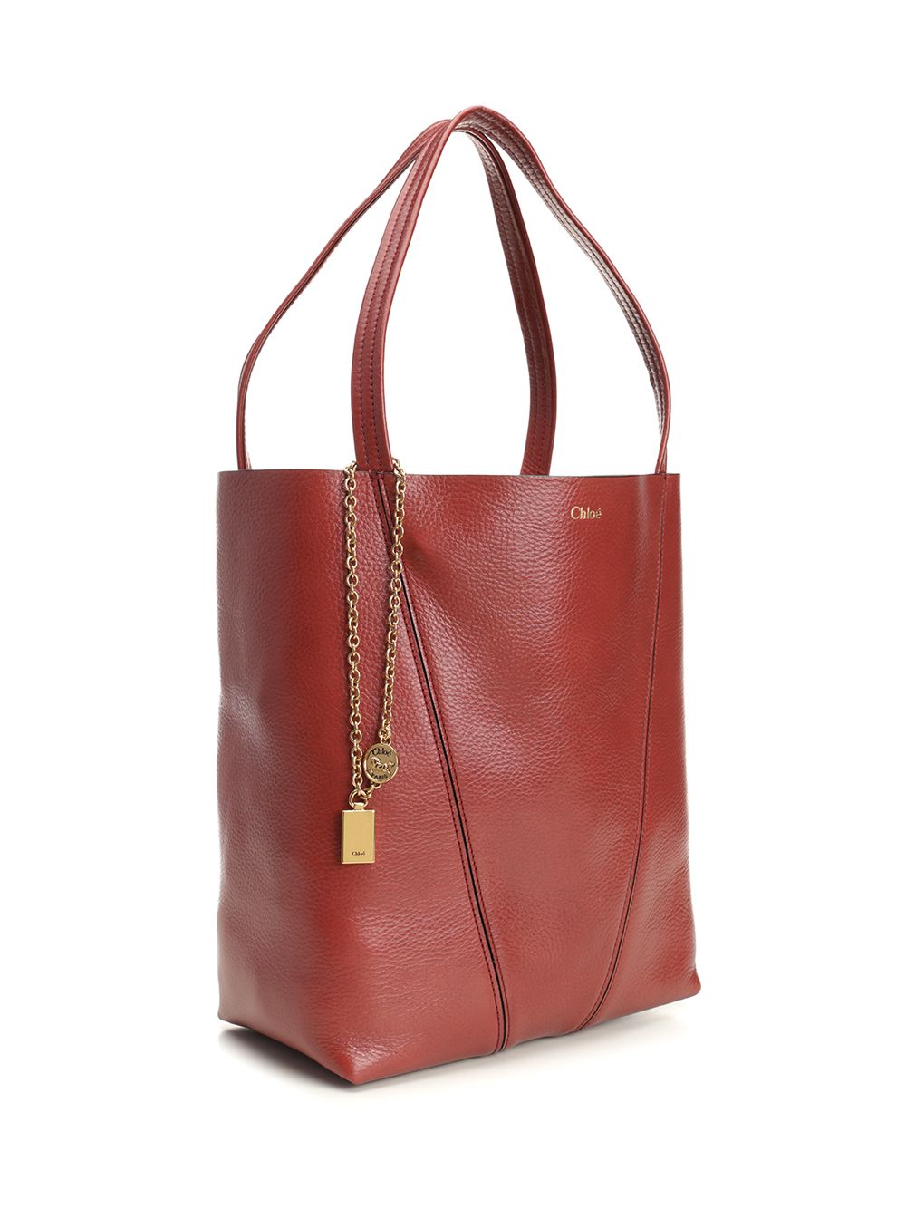 Chloe' Chloé Spin Large Hammered Leather Tote Bag Handbags - Brown | 600732a68d102d56f1db39222cfce2c75de48504