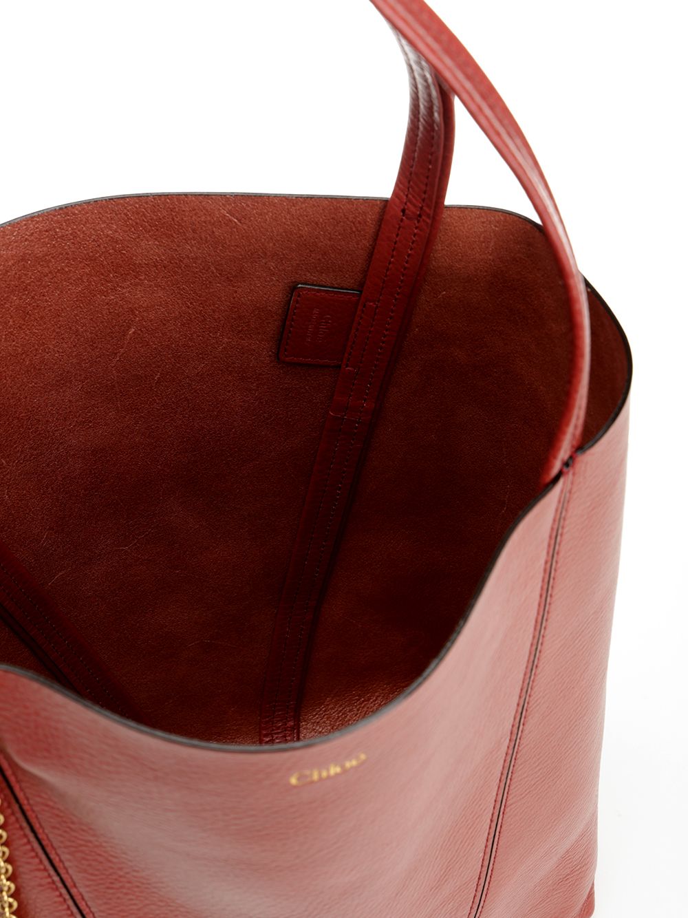 Chloe' Chloé Spin Large Hammered Leather Tote Bag Handbags - Brown | 03521412e2457ee872a5d64bea6b0e05117ff74b