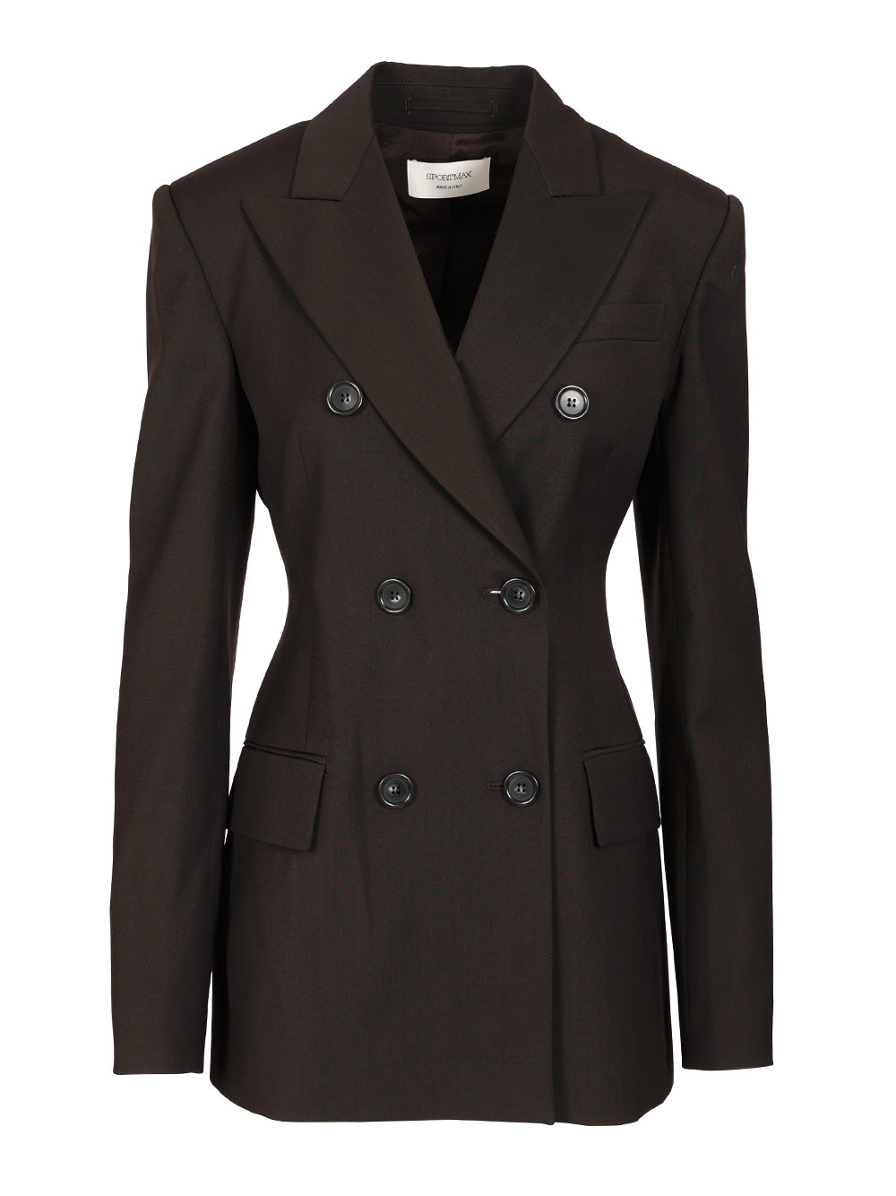 Sportmax Double-Breasted Tailored Blazer Jackets - Brown | 99ac5be0002fdf6465216d29463353fe2e82fcdd