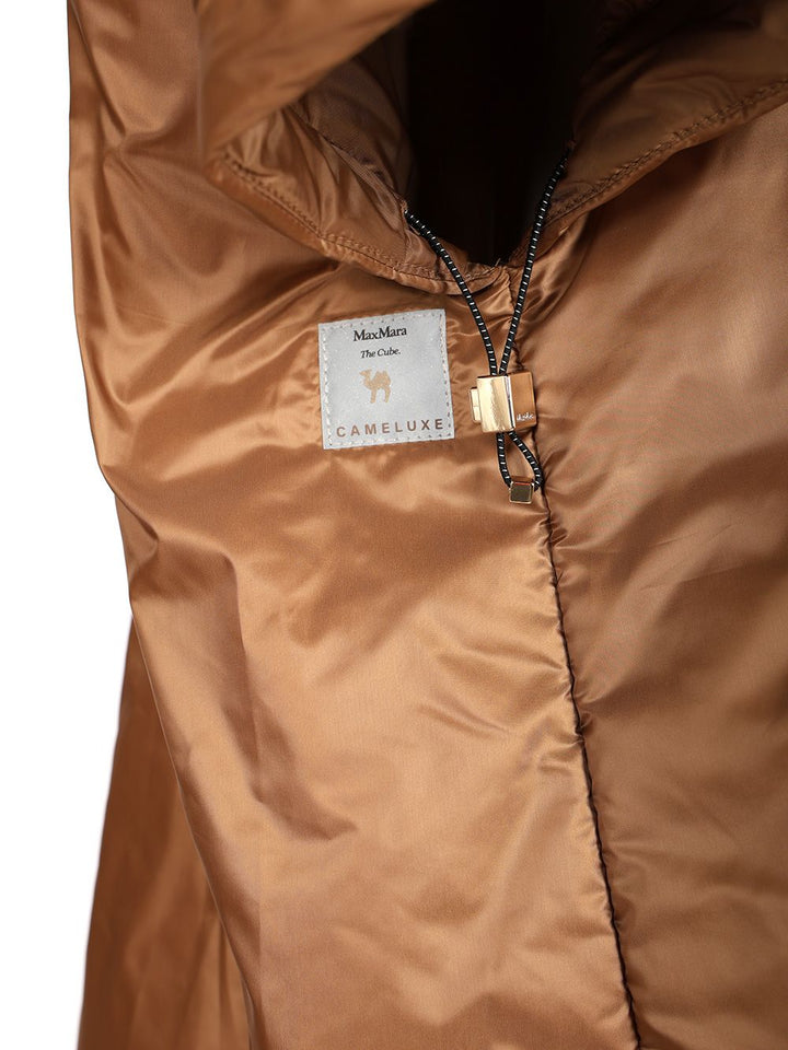 Max Mara The Cube Padded Cape With Hood Coats - Brown | 5f9e799ef7c530ffe3fac7cfb79748b2718fb596