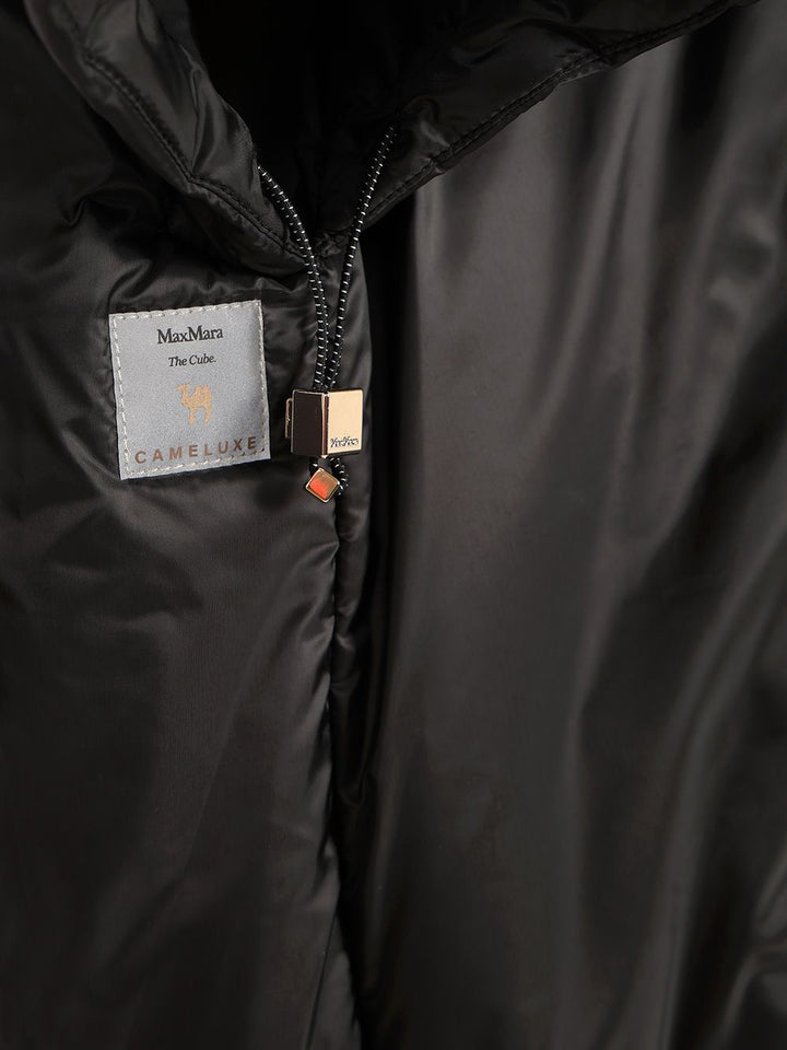Max Mara The Cube Padded Cape With Hood Coats - Black | 70edce24e1f587b7af10ffda1369cc1bc0eeba47