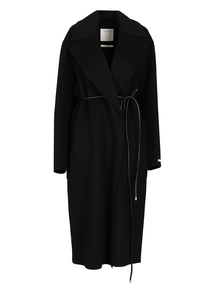 Sportmax Double Wool Dressing Gown Coat Coats - Black | 2c51d401ad532edf506b53c7f5ca85d236939fe6