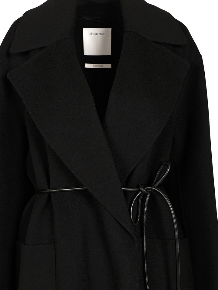 Sportmax Double Wool Dressing Gown Coat Coats - Black | 4bfaf49a65f60e3e1aff86d53ab0c8f46b94c742