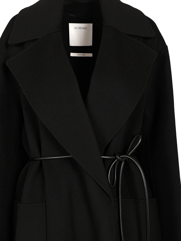 Sportmax Double Wool Dressing Gown Coat Coats - Black | 56e1539e3c1829e0cbd868f7e5d3541ce8e175cd
