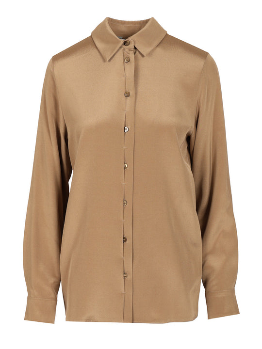 Stretch Silk Cady Shirt Shirts Brown