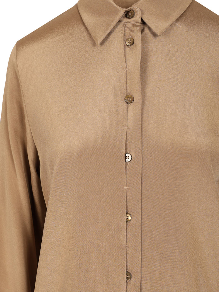 Max Mara Stretch Silk Cady Shirt Shirts - Brown | 819150a057610bc8350cb8c6f2d2647ff43ffc88