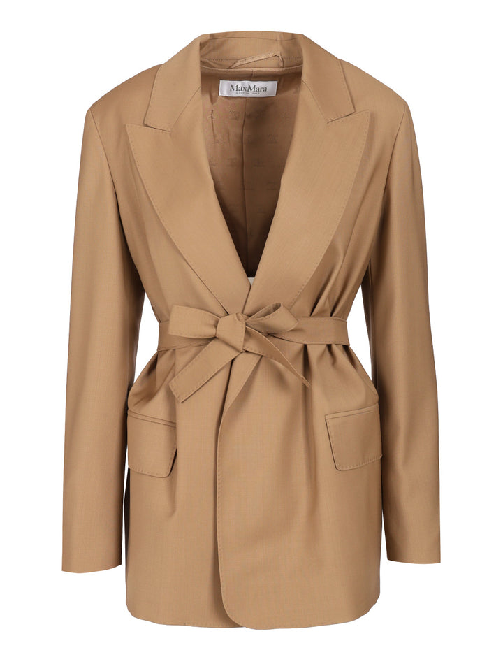 Max Mara Wool Canvas Blazer With Belt Jackets - Brown | 2151566011304a88ae9b6d83357adb8f1127dc4d